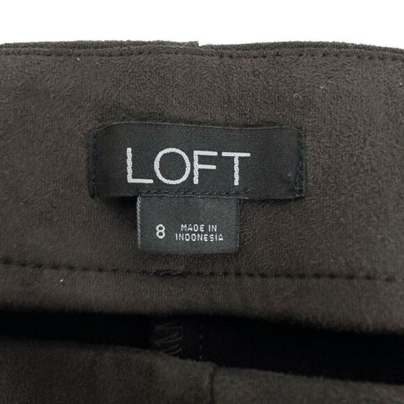 LOFT Chocolate Brown Faux Suede Stretch Side Zip Ankle Pants size 8 - Picture 4 of 10